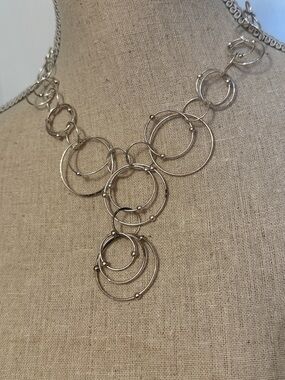 DESIGNER PRI ITALY NECKLACE Y 925 STERLING SILVER CIRCLES 17” 22.8 g